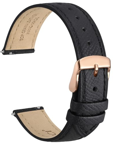 WOCCI Grace Uhrenarmband, Top Grain Leder, Schnellverschluss, Ersatzbänder, Edelstahlschnalle, Bandbreite 12mm 13mm 14mm 15mm 16mm 18mm 20mm
