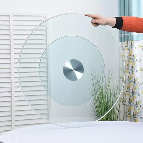 Lazy Susan Servant Plateau Tournant En Verre Trempé Avec Roulements Silencieux, 60/70/80 / 90cm Plaque De Service Plateau Tournant De Table À Manger Robuste, Facile À Partager Tous Les Aliments(90cm/3