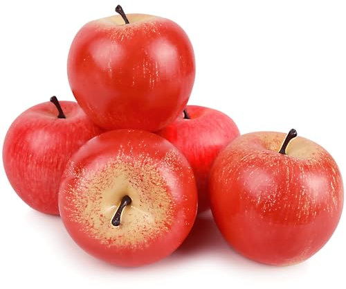 LATRAT 5 Stücke Künstliche Rote Äpfel, Faux Rote Äpfel Dekor Realistische Fake Obst Äpfel für Schalen Dekor Tisch Centerpieces Sommer Äpfel Dekorationen Party