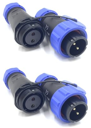 2 Pezzi SP21 2 poli Aeronautica Connettore, IP68 Impermeabile 2 pin Connettore di Saldatura Maschio Spina e Femmina Presa Connettore Rotondo in Linea Tipo Aviation Spina per Lampade Esterne 500V 30A