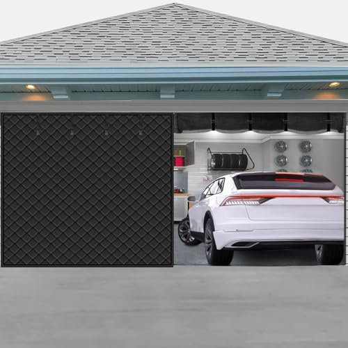 Moustiquaire magnétique pour porte de garage pour l'hiver, garnissage en fibre de polyester épaisse et tissu Oxford robuste, kit d'isolation de 2 rideaux de porte de garage de voiture, résistant aux