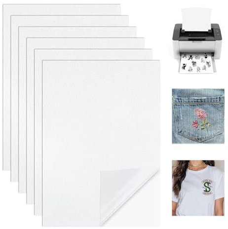 6 Stück A4 Stickvlies Wasserlöslich Selbstklebend, Bedruckbar Stickvorlagen Wasserlöslich, 29.7x21cm Wasserlösliches Stickvlies für DIY Sticken, Maschinensticken und Handnähe