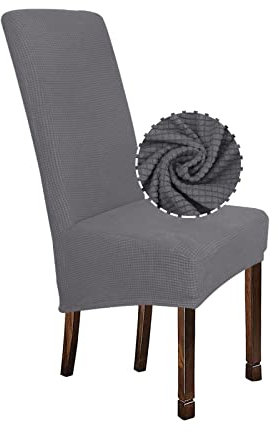 Graue Stretchhussen für hohe Rückenlehne, 4 Stück, elastische Schonbezüge für Esszimmerstühle, Stuhlschoner für Küche, Bankett, Hochzeit, Jquard-Muster