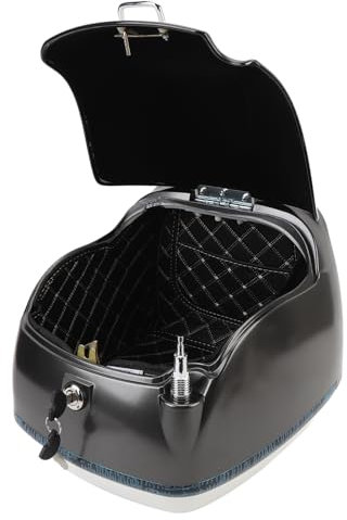 Fockety Motorrad-Topcase, 38 L, Modischer Look, Motorrad-Topbox, Kofferraum-Top-Box für Elektrofahrrad, Roller (Schwarz und Weiß)