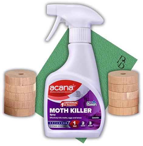 Moth Repellent for Wardrobes – Moth Spray & Cedarwood Rings Bundle | Clothes & Fabric Protection, For Wardrobes, Drawers & Storage