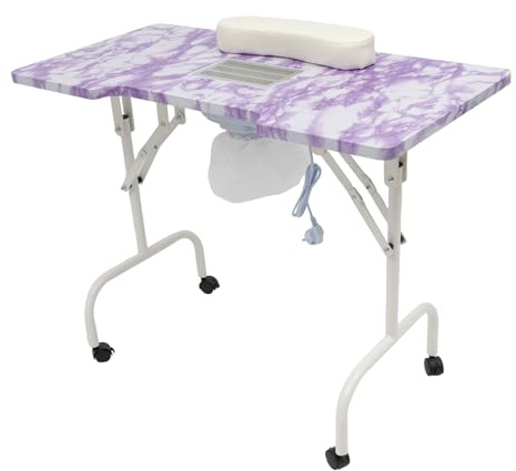Mobile Nagelstation Mit Staubsauger Beauty Klapptisch Maniküre Nageltisch Mit Tragetasche,Handgelenkstütze,Zusammenklappbares Design