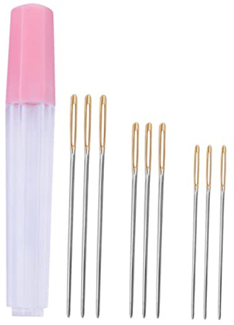 NUOBESTY Rundkopf Stumpfnadeln Mit Großem Öhr 9 Stück Edelstahl 5,3cm 6cm 7cm Nähnadeln Für Kreuzstich Damen Handwerk Nähen