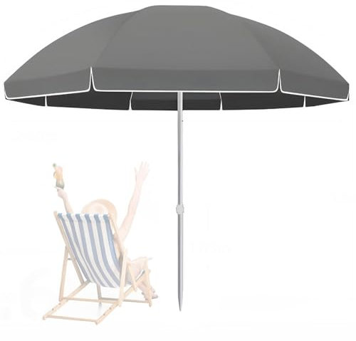 Parasol de Jardin Terrasse Parasol de Table, Parasol Rond avec 8 Baleines et Hauteur Réglable, Parasol d'extérieur Portable pour la Plage, la Terrasse, Le Jardin et la Piscine, UPF 50+(8ft/240cm)