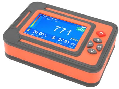 Detector de Dióxido de Carbono, 6000 Juegos Almacenamiento de Datos Alta Precisión Pantalla LCD TFT Portátil de 3,5 Pulgadas Medidor de CO2 Recordatorio de Configuración para