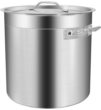 Olla Grande de Acero Inoxidable con Tapa, 25 l, Fondo Compuesto de Tres Capas, Tapa Ajustada para cocinar sopas, guisos y más