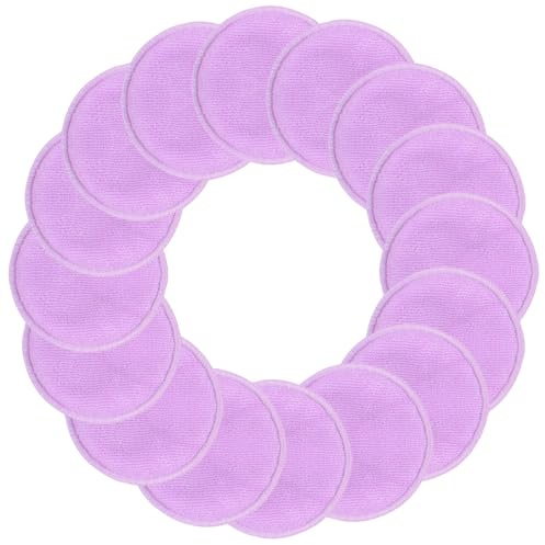 SUNLAND Almohadillas desmaquillantes reutilizables para cara, ojos y labios, paquete de 16 guantes de limpieza facial de microfibra, lavables con bolsa de lavandería y bolsa de viaje, almohadillas de