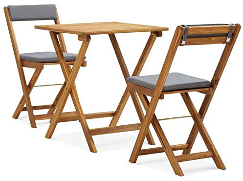 Xichuzi 3-TLG. Bistro-Set Klappbar, Gartenset Tisch Und Stühle, Balkon Möbel Für Kleinen Balkon, Terrassenmöbel, Balkonset, Balkonmöbel, mit Auflagen Massivholz Akazie