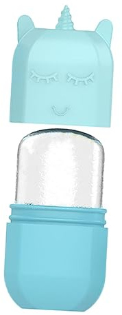 TOPPERFUN Rodillo Facial de Hielo Unicornio de Silicona Mini para Masaje y Cuidado Piel, Herramienta Antiedad para Mujeres, Portátil para Uso Facial Diario, Color Azul