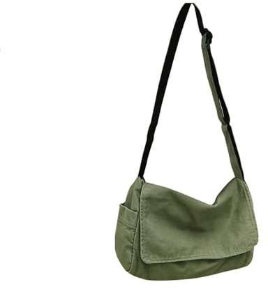 Generico Borsa a tracolla in tela per uomo e donna, grande borsa tote multifunzionale per la scuola, borsa a tracolla regolabile, ideale per viaggi e uso quotidiano, 14,96 x 9,45 x 6,3 pollici.