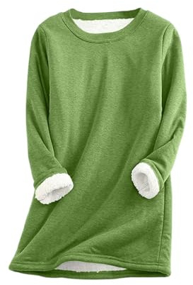 Gefütterte Damen-Sweatshirts mit Rundhalsausschnitt, Fleecepullover, langärmelig, Thermo-Pullover, Winterkleidung 2024
