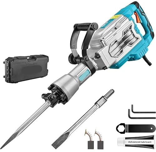 Martello demolitore da 1700 W, martello demolitore elettrico for calcestruzzo con cavo da 14 A, con valigetta, scalpello piatto, trapano elettrico per Calcestruzzo