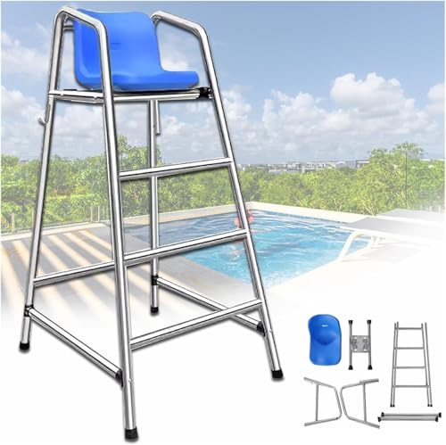Robuster Poolleiter Hocker mit Sonnenschutz und Haken für Schwimmbad-Nutzung