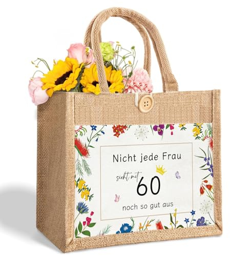 Geschenk zum 40/60 Geburtstag Frau, Jutebeutel- Nicht Jede Frau Suekt mit 40/60 Noch So Gut aus, Geschenk für Damen, Mutter, Freundin, Kollegin