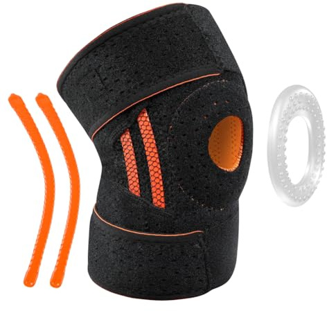 Fefod Tutore Ginocchio, Ginocchiera Ortopedica Rotulea Confortevole con Stabilizzatori Laterali, Regolabile Ginocchiera Sportiva Traspirante per Corsa, Lesioni Menisco, Artrite, Infortunio Sportivo