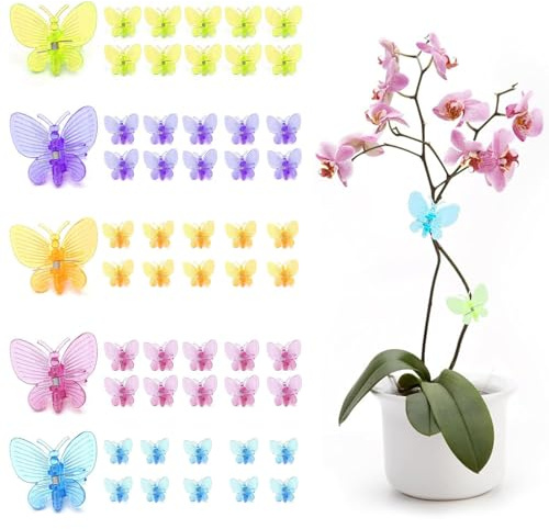 50 Pezzi Clip per Piante Orchidee, Sostegno per Piante, Clip per Piante a Forma di Farfalla, Clip di Supporto per Piante Clip da Giardino, per Sostenere e Tenere le Piante, per Fiori Pomodori Capelli