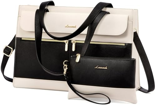 LOVEVOOK Laptop Handtasche Damen 15,6 Zoll, PU Leder 2 in 1 Crossbody Tote Bag Handbag, Groß Business Shopper Tasche Arbeitstasche, Elegant Schultertasche Aktentasche Lehrertasche für Büro Arbeit