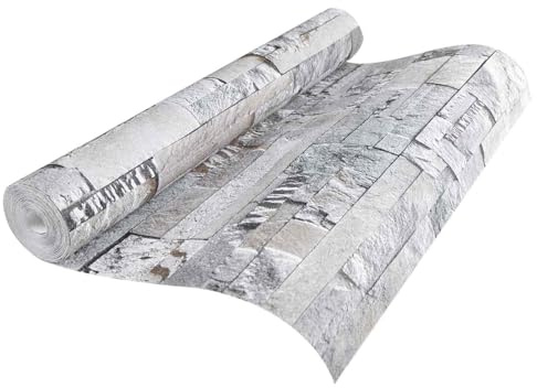 LoogCape 3D stentapet grå 10 x 0,53 m fleece-tyg väggdekoration för vardagsrum sovrum hall badrum modern design