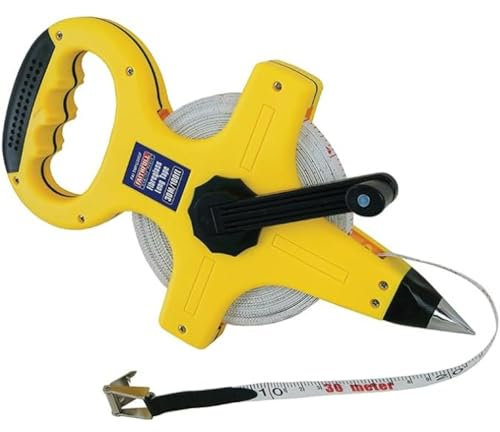 Faithfull Open Frame Surveyors Long Tape 30M (100ft) – Fiberglass, Class III Measuring Tape with Metric & Imperial Markings