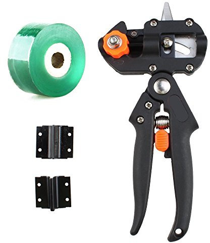 Qiorange Einhand-Ratschenschere/Veredelungsschere, Garten Obstbaum Professionelle Prune Scher Snip Pfropfen Schneidwerkzeug mit 2 Ersatzmesser (Set A)