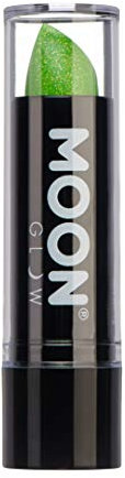 Neon UV Glitter Lipstick by Moon Glow - Green - Bright Neon Coloured Lipstick - Glows under UV