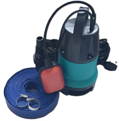 Equip247uk 400W Submersible Dirty Water Pump with Float Switch 10M X 25mm Hose & 2 Clips