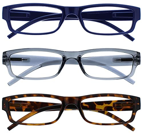 The Reading Glasses Company La Compañía Gafas De Lectura Azul Gris Marrón Ligero Cómodo Lectores Valor Pack 3 Hombres Mujeres RRR32-372 +1,50