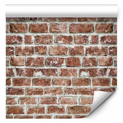 murando - Fototapete selbstklebend Ziegel Ziegelwand, Schlafzimmer, Full HD | Selbstklebend ohne Kleister, Full HD Druck, ideal fürs Wohn- oder Schlafzimmer, schnelle Montage, lichtbeständig, geruchsfrei