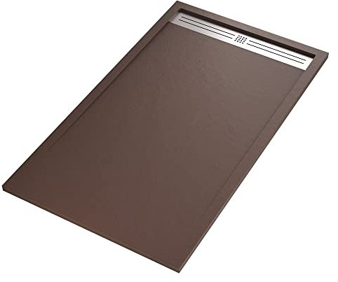 RELAX Duschwanne aus braunem Marmorharz mit Stein-Beton-Effekt - 70x100