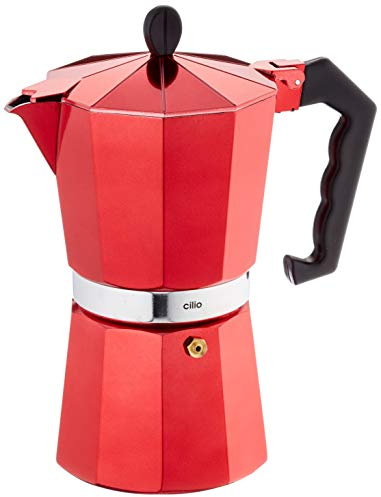 Espressokocher Classico metallic rot, 9 Tassen