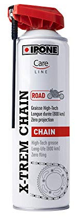 IPONE – X-Trem Chain Road Kettenspray für Straßenmotorräder – Langanhaltender Schutz bis 800km – Flächendeckende Zerstäubung – 500ml Sprühflasche mit Spezial-Zerstäuberkopf