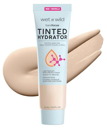 Wet n Wild, Bare Focus Tinted Hydrator, Crema Viso Colorata Idratante con Acido Ialuronico e Squalano Vegano, Texture Leggera, Copertura Media e Finish Matte Luminoso, Light Medium