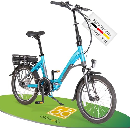 aktivelo Alu Elektro Faltrad Komfort,E Bike Elektrofahrrad 20,250W/36V/10,4Ah,wartungsfreier Mittelmotor,Lithium-Ionen-Akku,5 Motorunterstützungsstufen,7-Gang, Alurahmen,Schiebehilfe