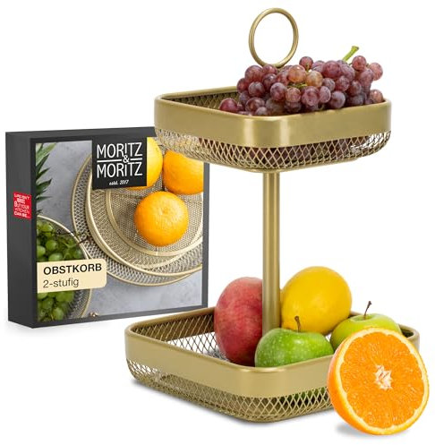 Moritz & Moritz Alzata per frutta Oro Metallo - Moderna fruttiera colore oro - Cesto portafrutta colore oro per conservare frutta, verdura e pane