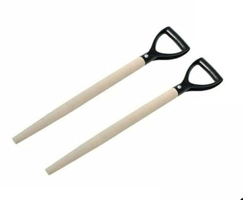 PACK OF X2 600mm Replacement Wooden Shaft D Handle Shovel Spade Spare Fork Garden Practical Replace Easy to Fit Shafts Handtools Shovels Versatile Garage Tools
