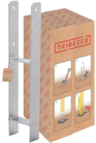 TRIBECCO H-Pfostenträger zum Einbetonieren (121 x 121/600) feuerverzinkt, Gesamthöhe: 600 mm, Materialstärke: 5 mm, lichte Breite: 120 mm Flachstahl H-Betonanker für schwere Holzkonstruktionen