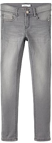 NAME IT Flickor byxor, Medium grå denim, 146 cm