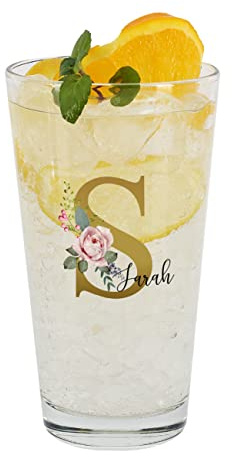 Herz & Heim® Trinkglas mit Name - Geburtstagsgeschenk für Frauen Teenager Mädchen Geschenke personalisierte Glas Geburtstag Geschenk für die Frau