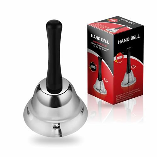 Butler Bell Reception Call Bell Handheld Loud Call Service Bell Alarm Metal Tea Hand Bell Christmas Ringing Dinner Bell Eve Bell Ring Tone For Hotels Schools Restaurants Reception Areas Warehouses