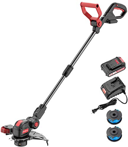 Ecomax 12 Cordless String Trimmer & Edger, 18V Electric Weed Wacker with 2Ah Battery and Charger, Lightweight Weed Eater, Edger Lawn Tool with 90 Degree Adjustable Head for Yard and Garden, ELG03