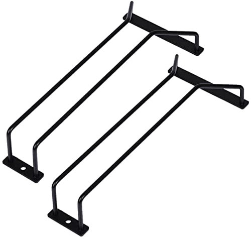 Dianoo 2pcs Wine Glass Rack Under Cabinet Black, Metal Wine Glass Holder, Stemware Rack Under Shelf, Wine Glasses Storage Hanger, 27.5cm