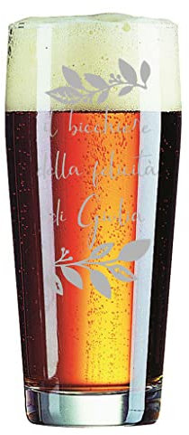 Colorfamily Bicchiere da Birra 40 cl PERSONALIZZABILE con nome Incisione Il bicchiere della felicità - Idea regalo