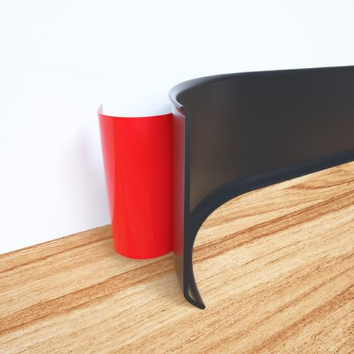 NeatiEase PVC Weichsockelleiste selbstklebend WEISS Knickleiste, 10 cm x 10 Meter(Schwarz)
