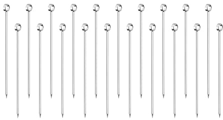 sourcing map Cocktail Toothpicks, 20Pcs 4.3 Inch Stainless Steel Long Cocktail Picks Reusable Metal Round Ring Cocktail Skewers for Drinks Appetizer Fruits