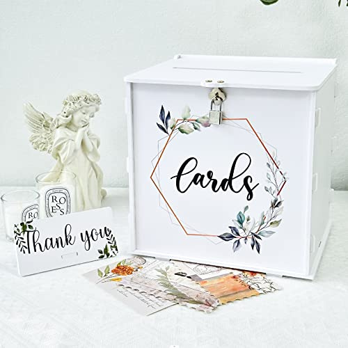 GUDELAK Weiße Hochzeitskartenbox mit Schloss – PVC-Geschenkbox für Hochzeitsempfang & Partydekorationen