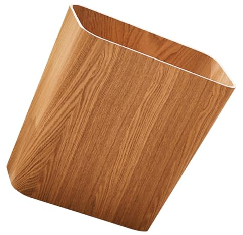 KOMBIUDA Eleganter Papierkorb Eckig mit Deckel Moderner Mülleimer für Wohnzimmer und Küche Tragbarer Holzabfalltonne mit Sicherem und Praktischem Design
